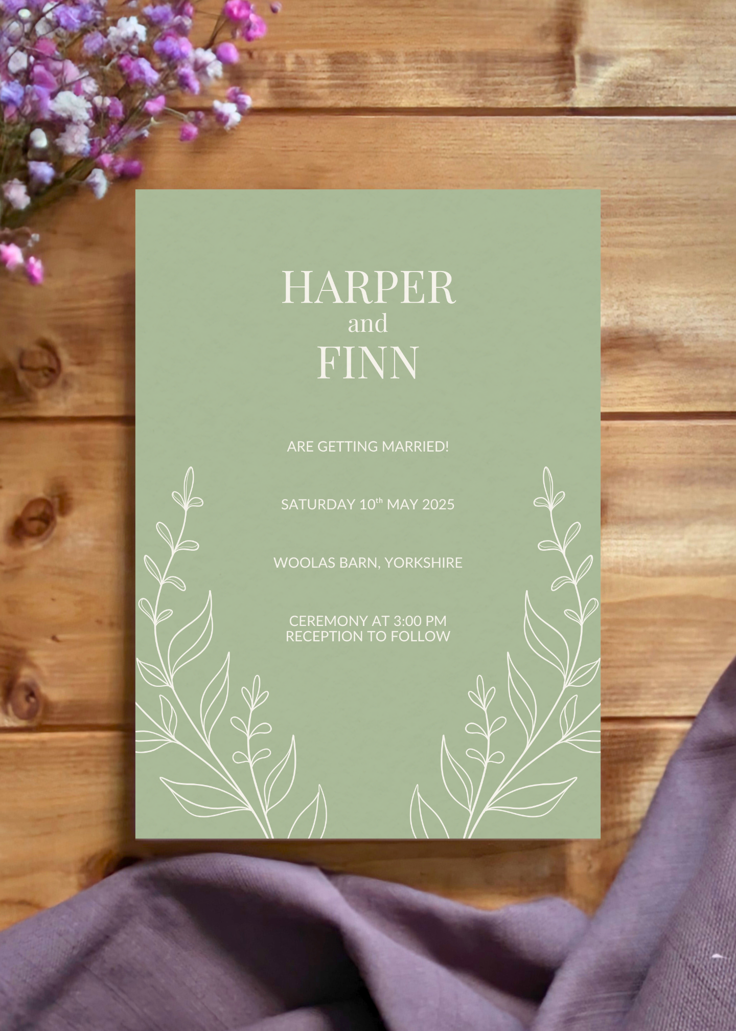 Meadow Sage Wedding Invitation