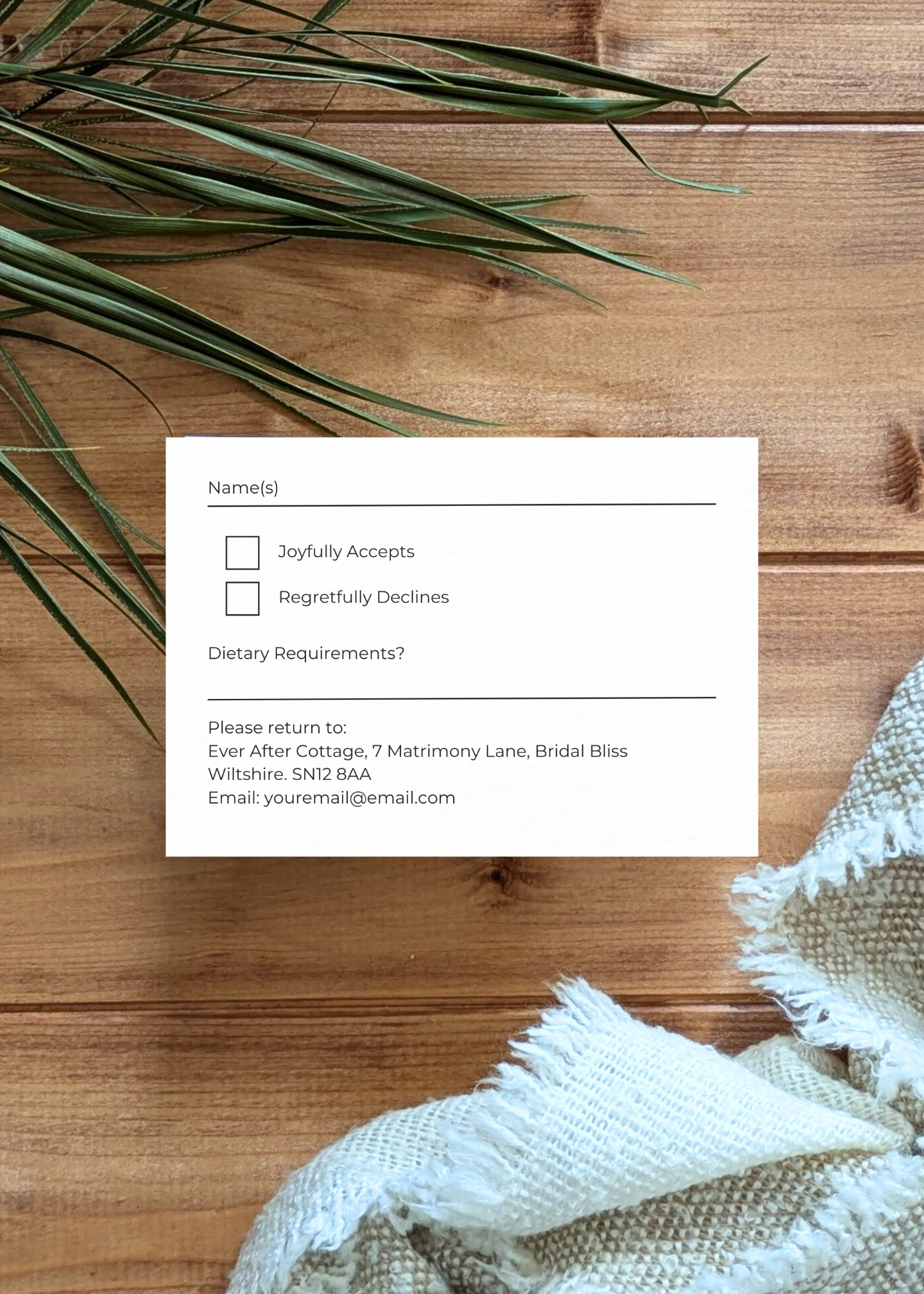 Midnight Ridge Wedding RSVP Card