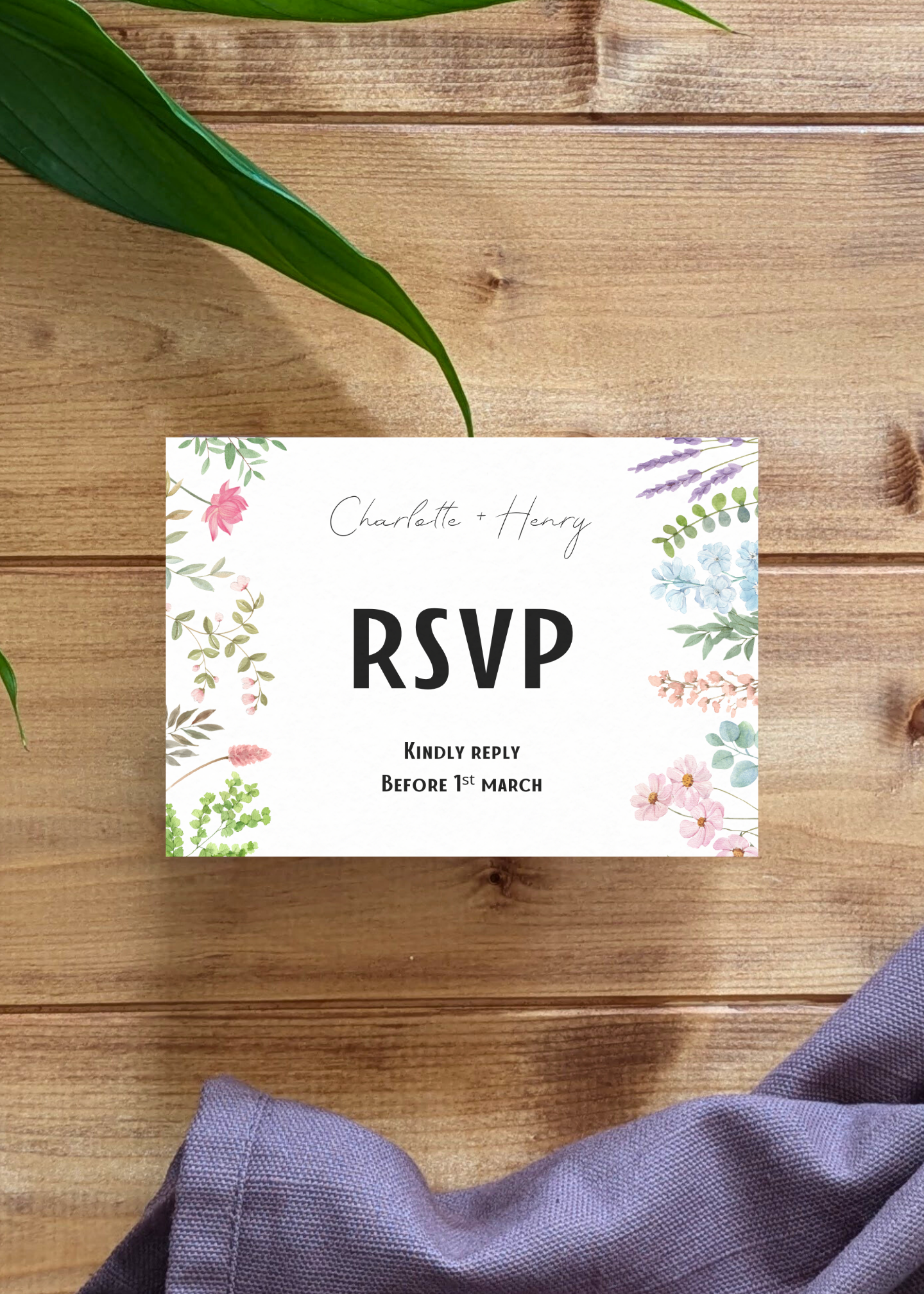 Wildflower Mist Wedding RSVP Card