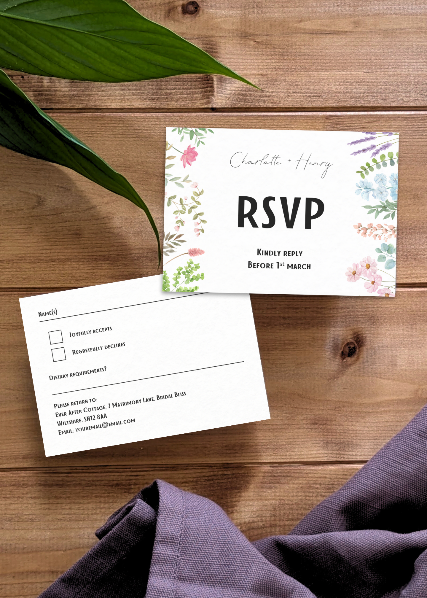 Wildflower Mist Wedding RSVP Card