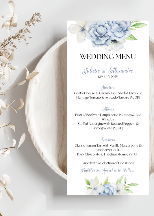 Bluebriar Wedding Menu