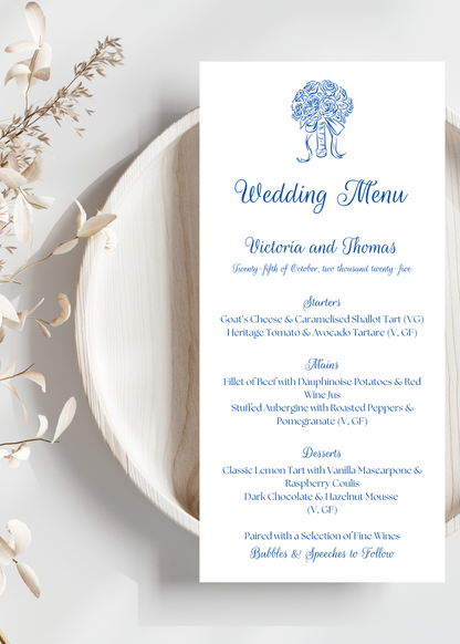 Cornflower Hill Wedding Menu