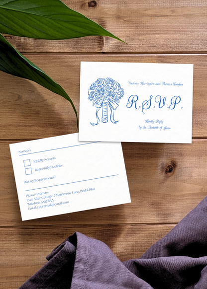 Cornflower Hill Wedding RSVP Card
