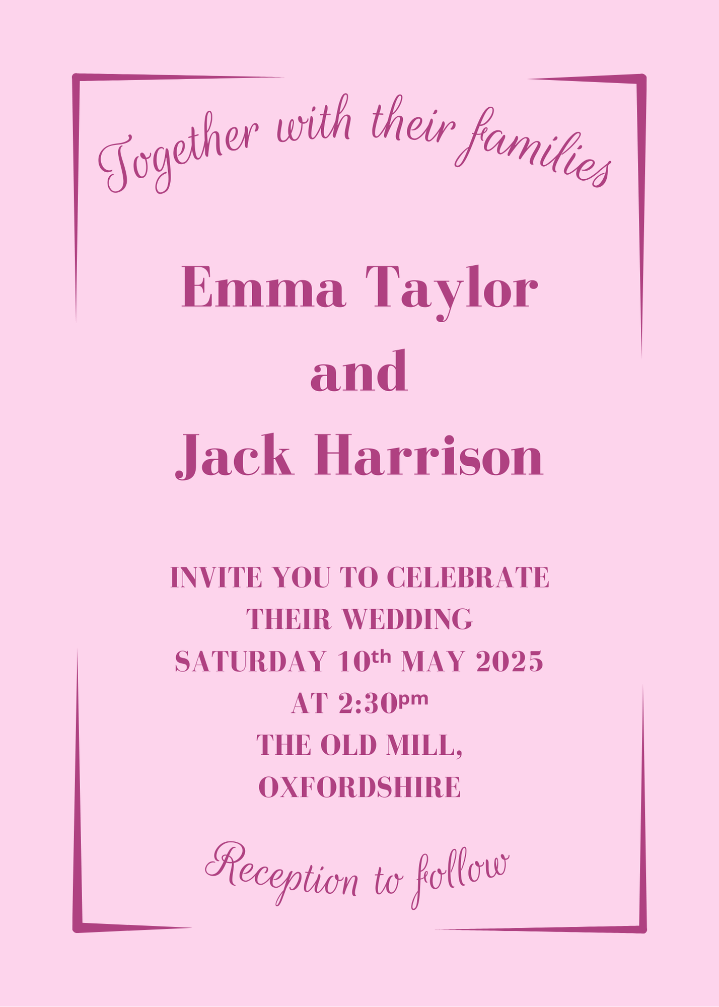 Raspberry Glint Wedding Invitation