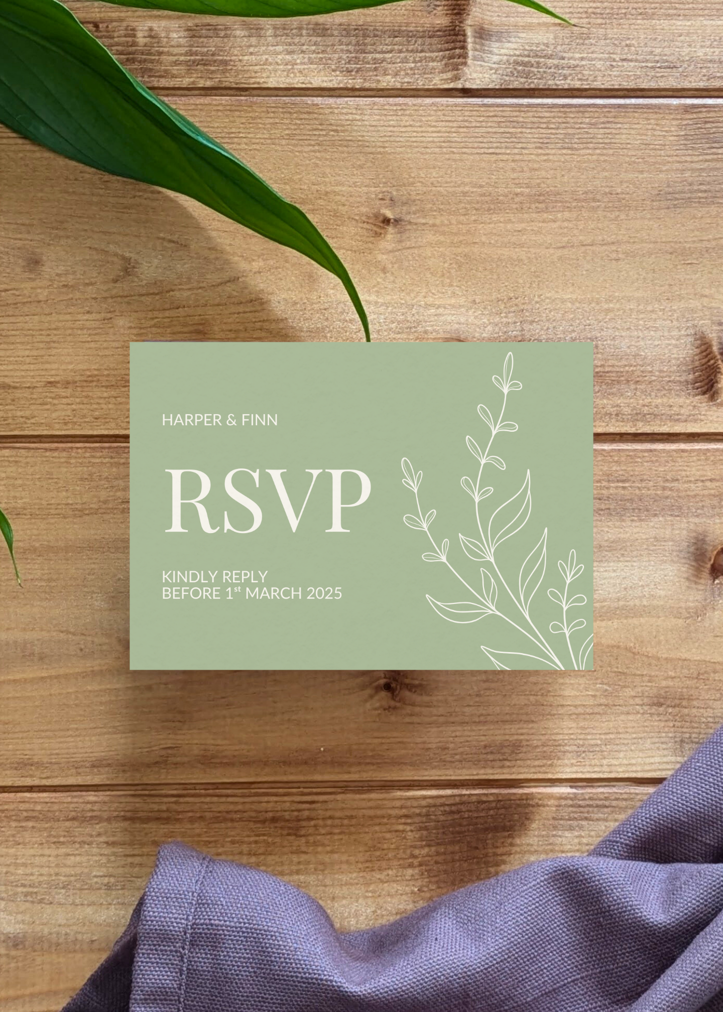 Meadow Sage Wedding RSVP Card