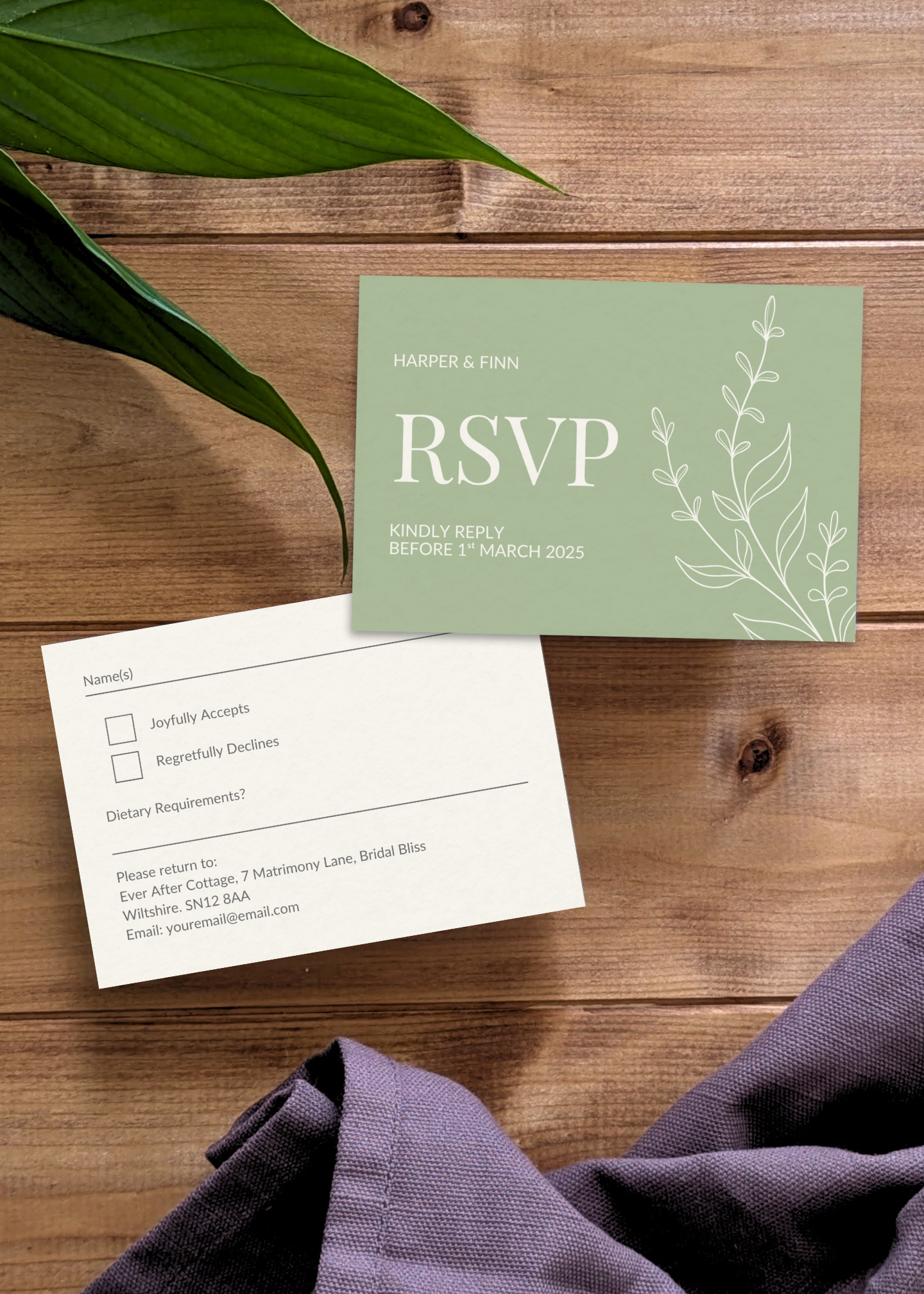 Meadow Sage Wedding RSVP Card