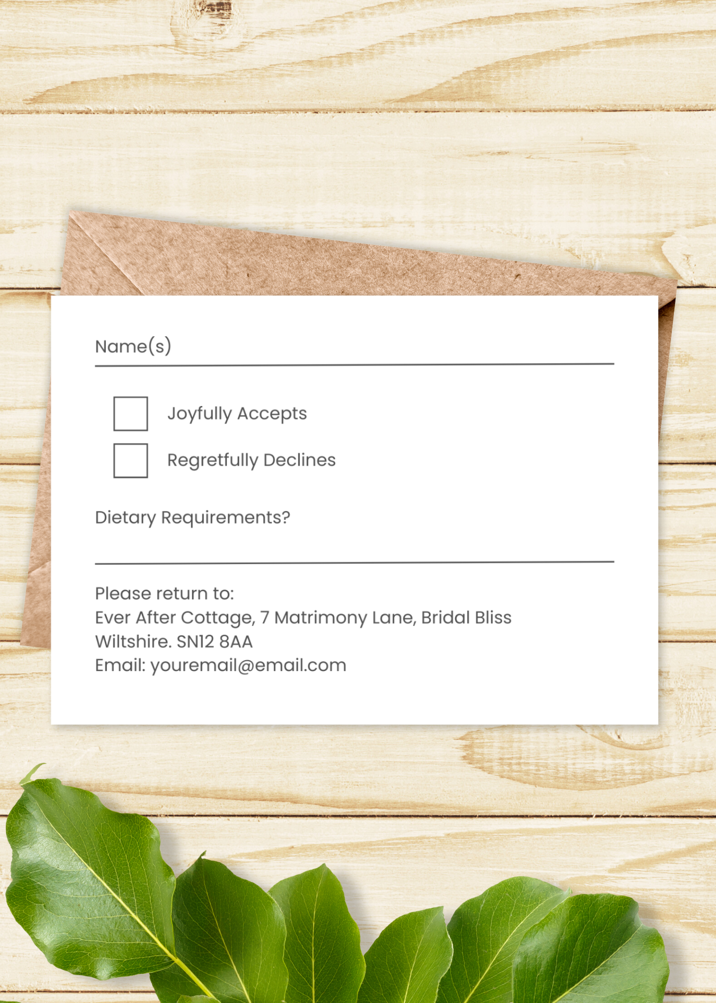 Rowan Hill Wedding RSVP Card