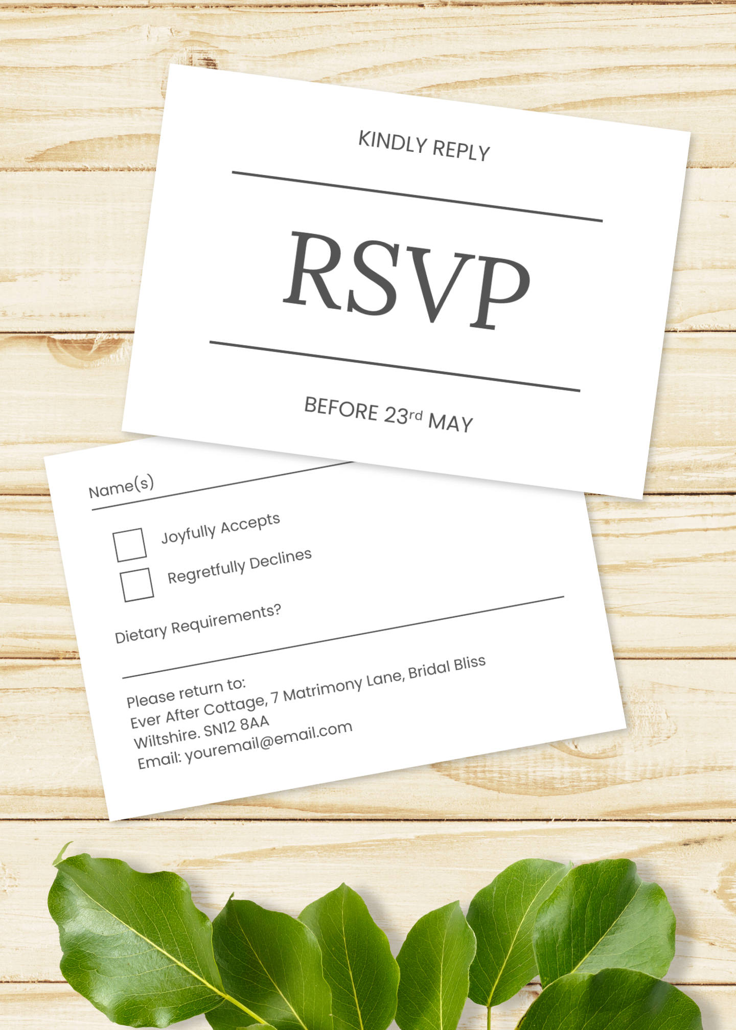 Rowan Hill Wedding RSVP Card