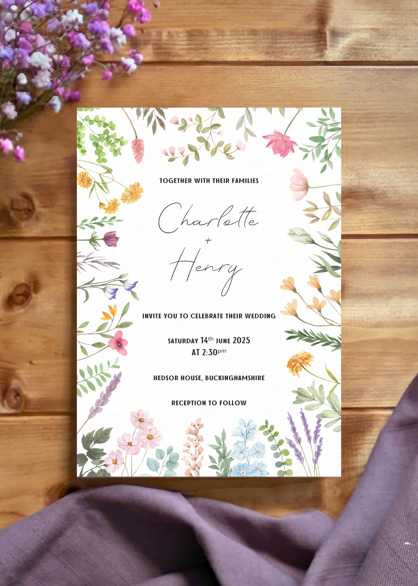 Wildflower Mist Wedding Invitation