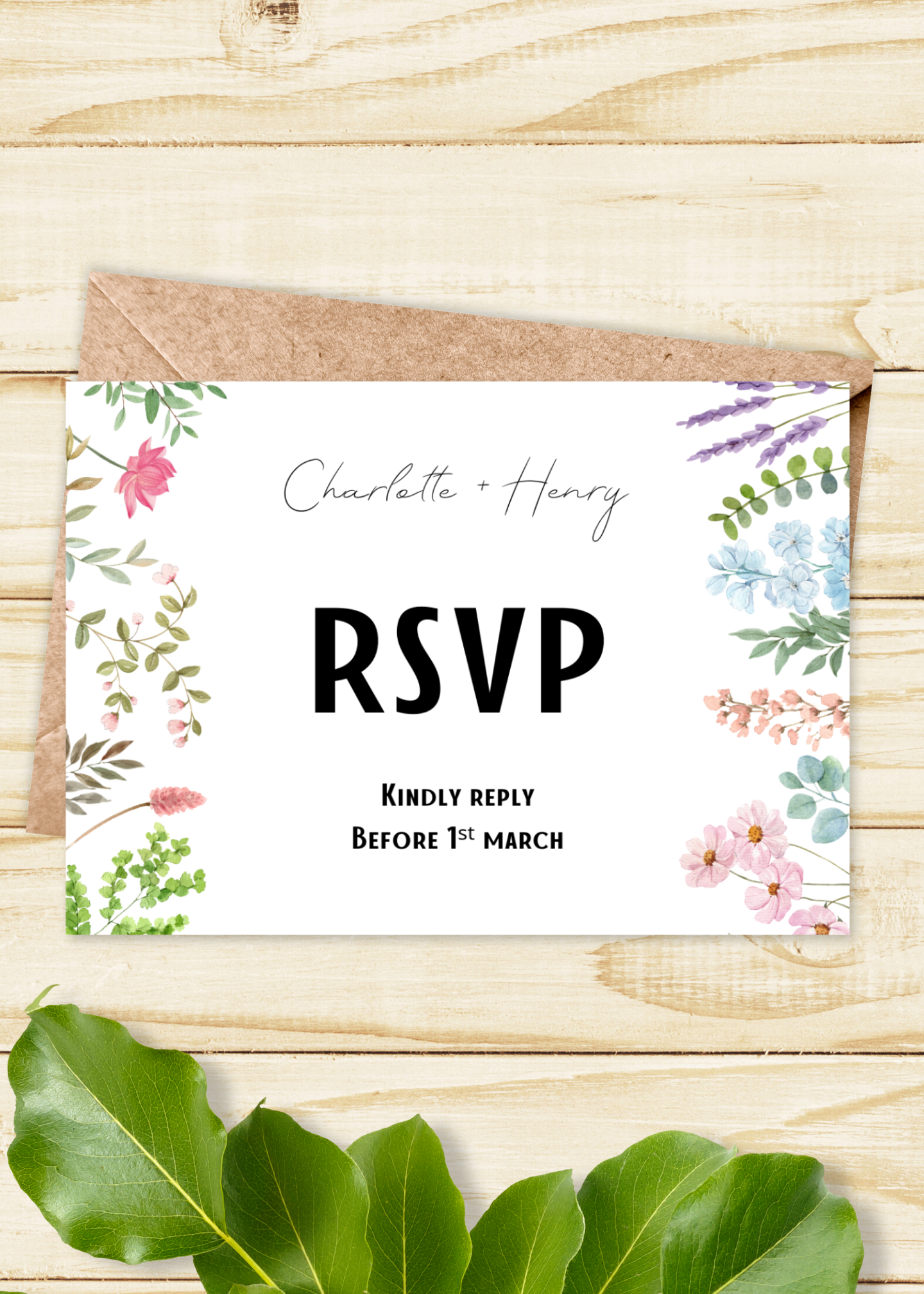 Wildflower Mist Wedding RSVP Card